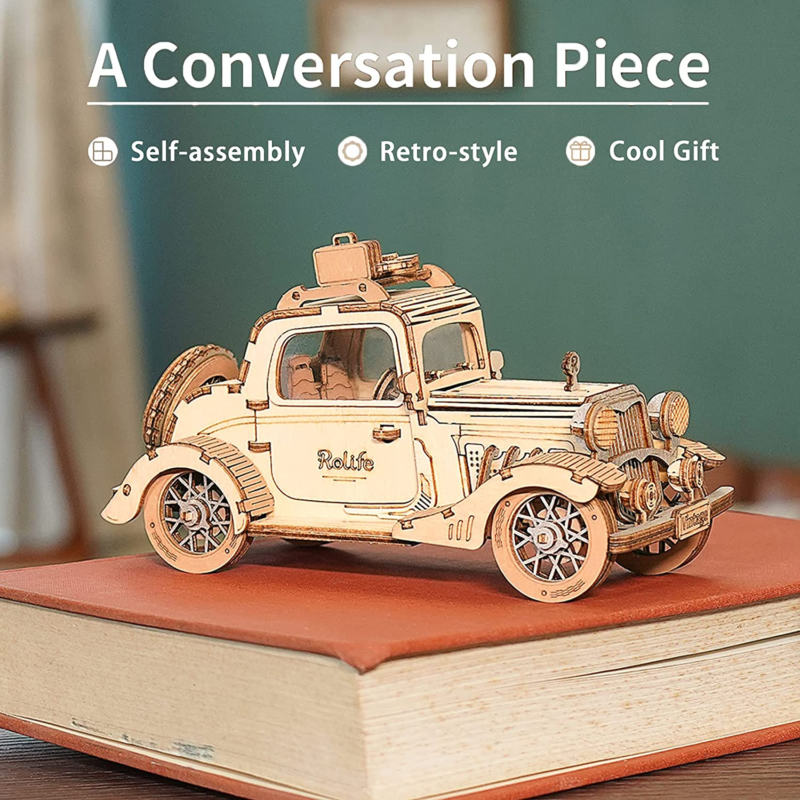 3D Wooden Puzzle Retro Car Model - (Vintage Car)