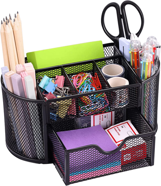 Desk Organizer with 8 compartments and 1 drawer.