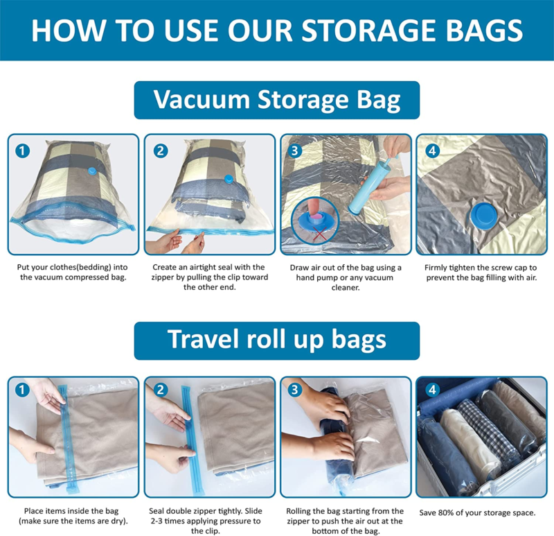 20 Pack Vacuum Storage Bags, Space Saver Bags (4 Jumbo/4 Large/4 Medium/4 Small/