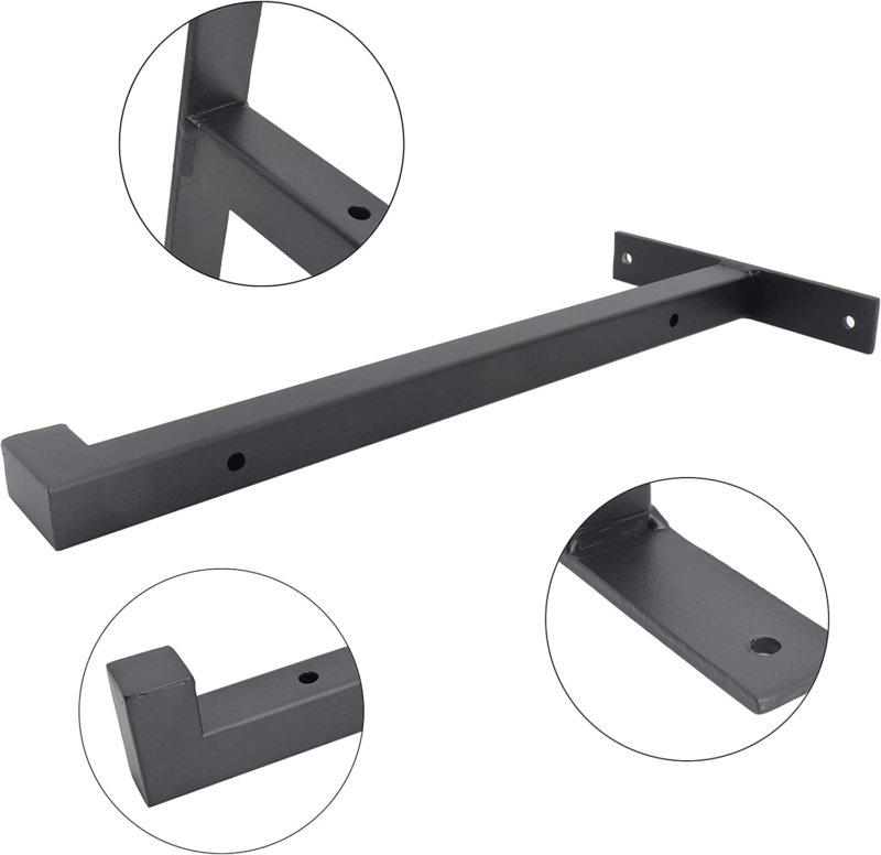 2 Pcs Steel Heavy Duty Shelf Brackets Wall Mounted, Matte Black 12 Inches