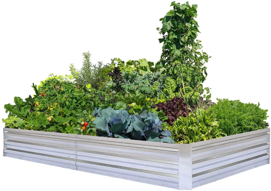 Galvanized Raised Garden Bed for Vegetables, Flowers Herbs, 8X4X1Ft