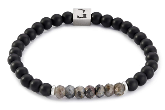 Gemstone Beads Bracelet for Men - Onyx and Labradorite Gemstone Bracelet for Men