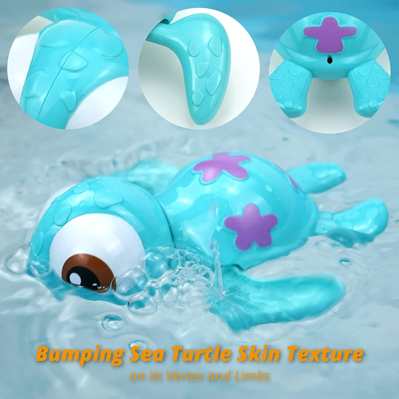 Bath Toys Wind up Swimming Sea Turtles for Toddlers, Babies (Blue)
