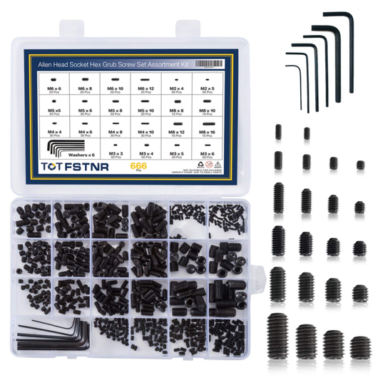 666Pcs Internal Hex Drive Cup-Point Screws Assortment Kit, 22 Sizes M2/3/4/5/6/8