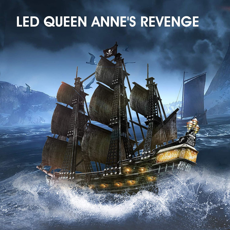 3D Puzzle for Adults Led Pirate Ship Queen Anne'S Revenge Large 27'' 