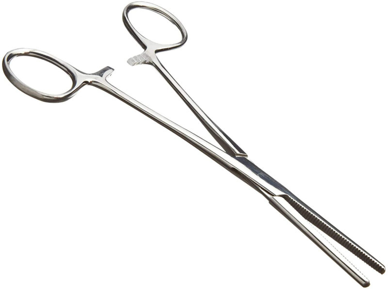 Pair of Fishing Forceps, Straight and Curved, Stainless Steel 