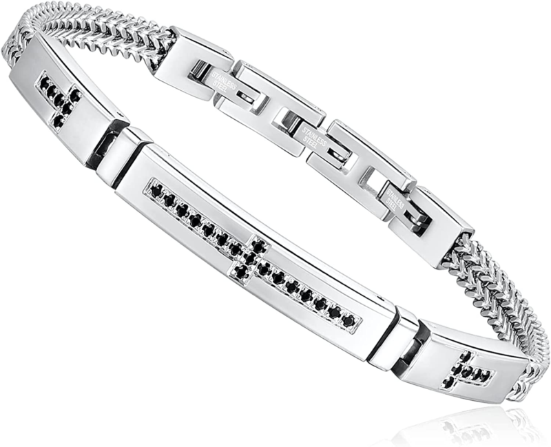 Men's Stainless Steel Bracelet Link Chain Motorcycle Wristband  