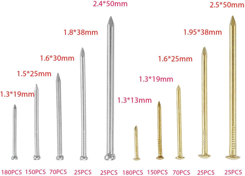 Hardware Assorted Nails Set 10 Sizes 900 PCS 13-50 Millimetres for Home Repair 