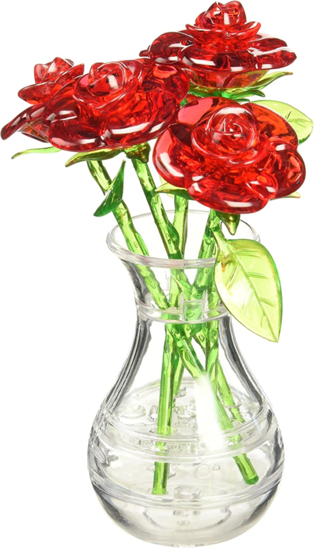 Bepuzzled Original 3D Crystal Jigsaw Puzzle - Red Roses, Brain Teaser 