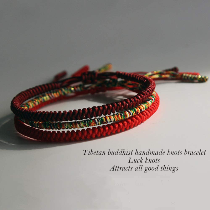 Men Women Chinese Lucky Red String Bracelet Tibetan Buddhist Prayer Handmade Yog