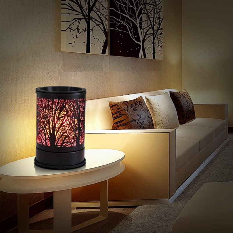 Fragrance Wax Melts Warmer with 7 Colors LED Changing Light Classic Black Forest