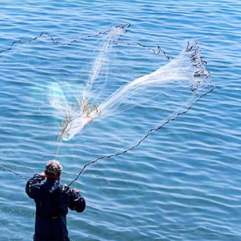 Handmade American Saltwater Fishing Cast Net with Heavy Duty Zinc Sinker