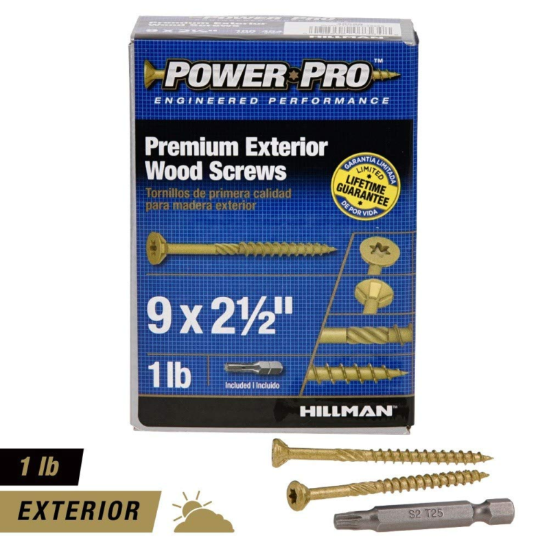 Power Pro 48599 Wood Screws, #9 X 2-1/2", 1Lb Box, 100 