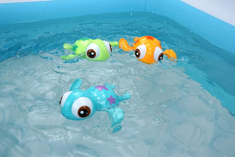 Bath Toys Wind up Swimming Sea Turtles for Toddlers, Babies (Blue)