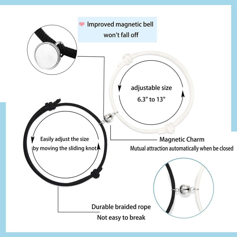 Magnetic Couples Bracelets Mutual Attraction Relationship Matching 