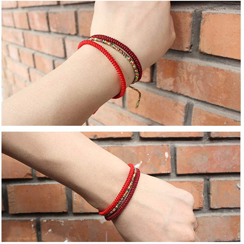 Men Women Chinese Lucky Red String Bracelet Tibetan Buddhist Prayer Handmade Yog