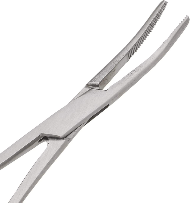 Pair of Fishing Forceps, Straight and Curved, Stainless Steel 