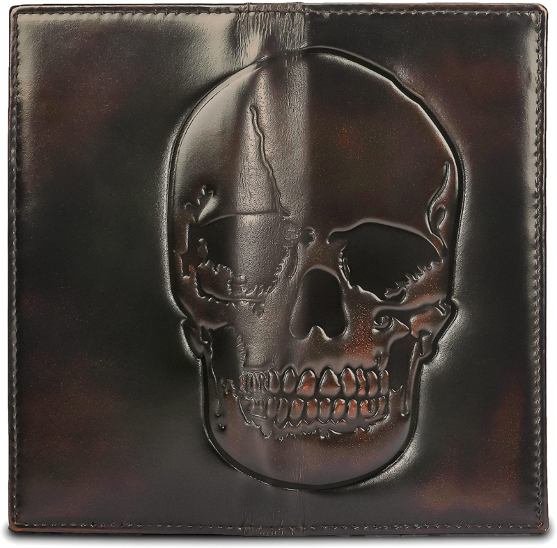 Skull Long Rodeo Wallet for Men, Rfid Blocking, Full Grain Leather  