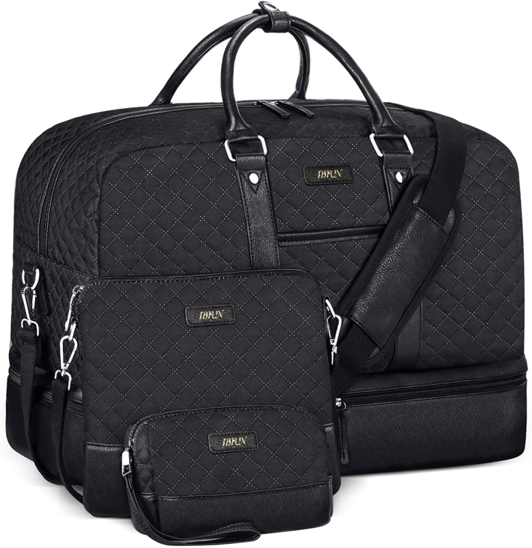 Weekender Bag for, Large Overnight 3Pcs Set