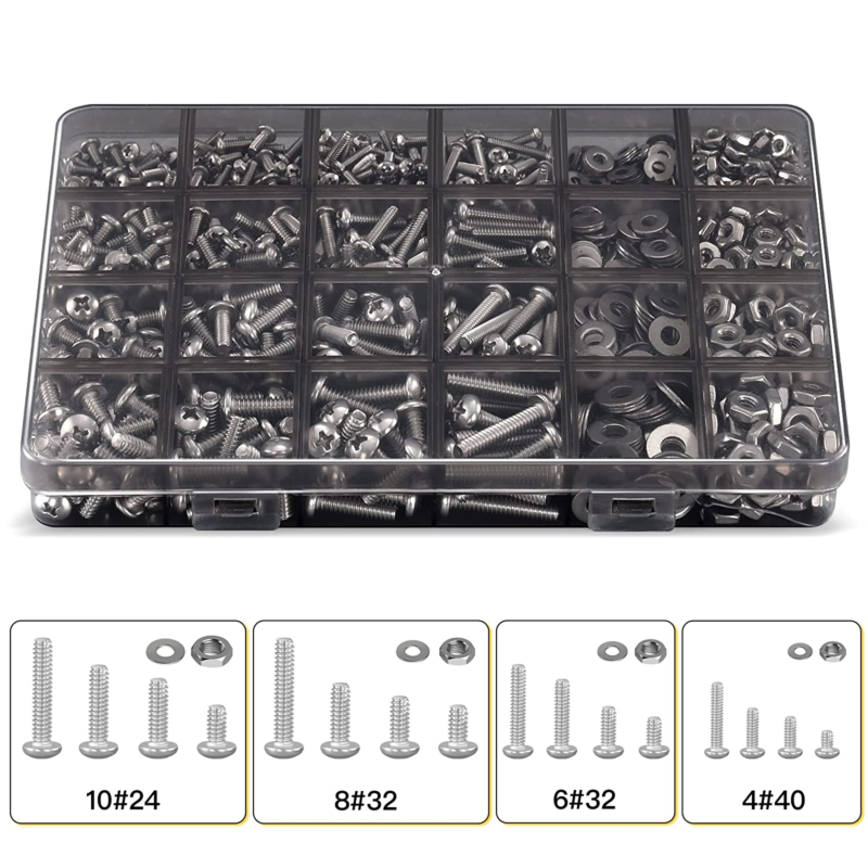 710Pcs Nuts and Bolts Assortment Kit, 4-40#6-32#8-32#10-24 Phillips Pan Head Ass