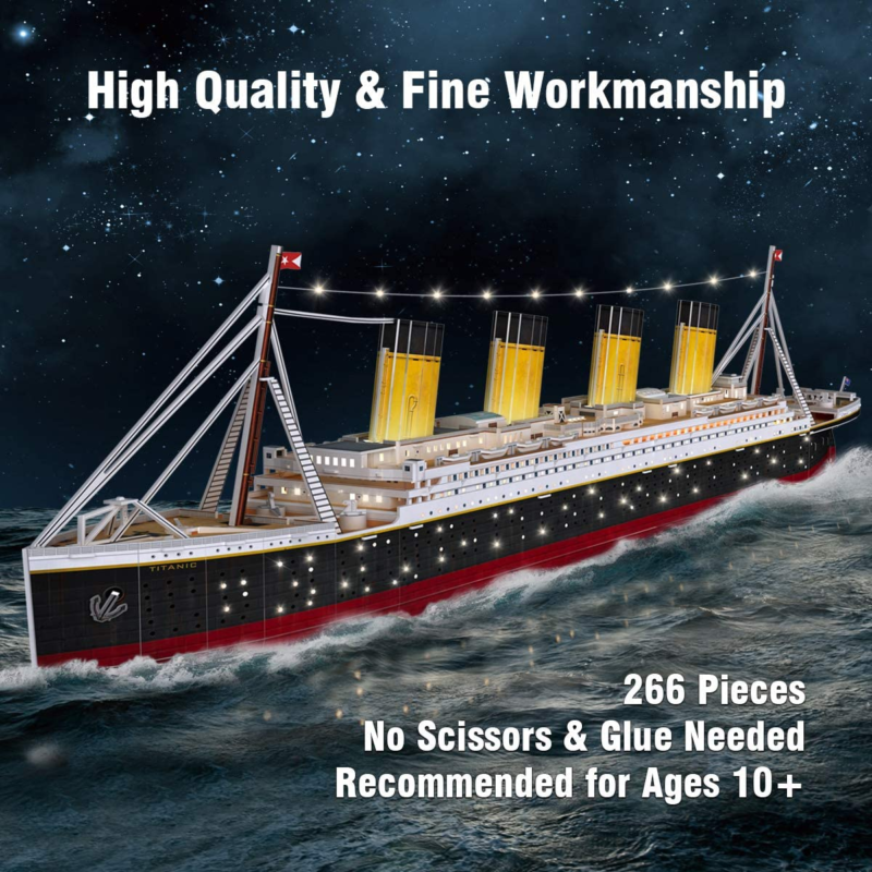 LED Titanic, 3D Puzzle 35'' Large Ship Model Craft Kit  