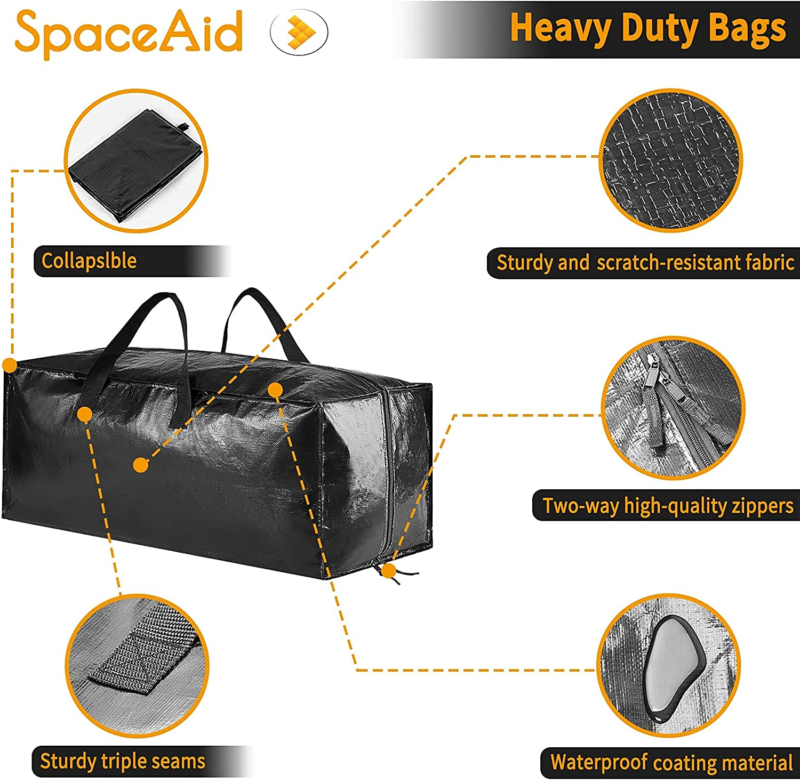 Heavy Duty Moving Bags, Extra Large Storage Totes W/ Backpack Straps