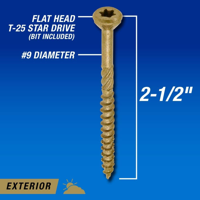 Power Pro 48599 Wood Screws, #9 X 2-1/2", 1Lb Box, 100 