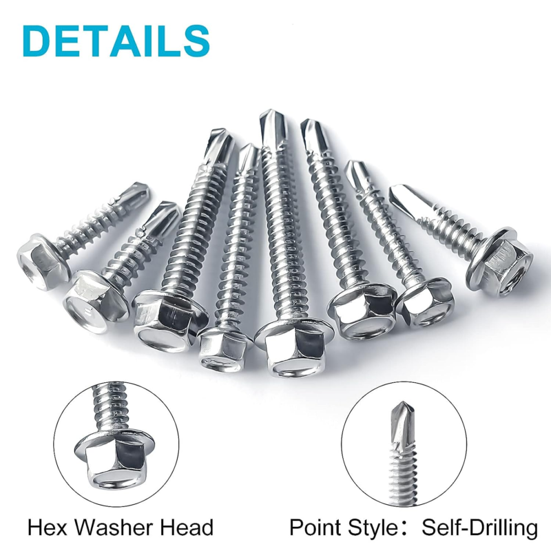 Trivd Frol 410 Stainless Steel Self Tapping TEK Screws Assortment,430 Pcs #8#10#