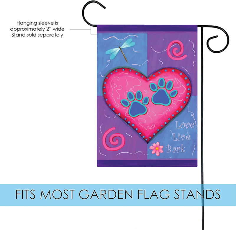 Love Live Bark 12.5 X 18 Inch Decorative Heart Garden Flag