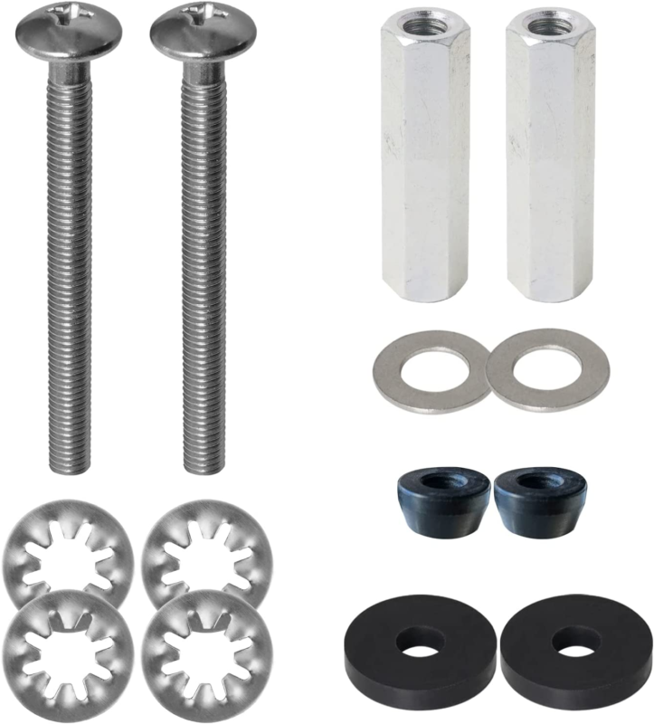 2 PCS Toilet Seat Bolts Kit, Universal Heavy Duty Stainless Steel with Extra Lon