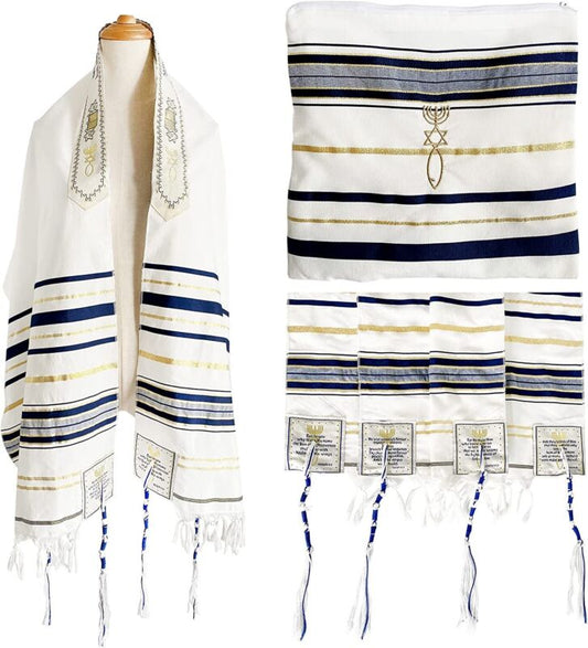 New Covenant Messianic Prayer Shawl Tallit 72" X 22" with Bag, Card and Brochure
