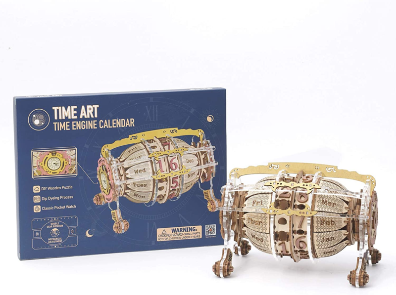 3D Wooden Puzzle, Calendar & Clock Model Kit for Adults to Build - Time Engine C