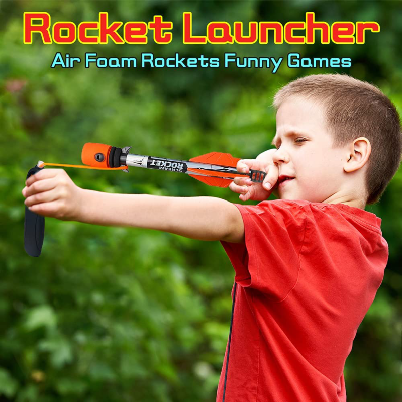 Slingshot Rocket Launcher Toys for Kids - Air Foam Scream Rocket with 2 Pack & 1