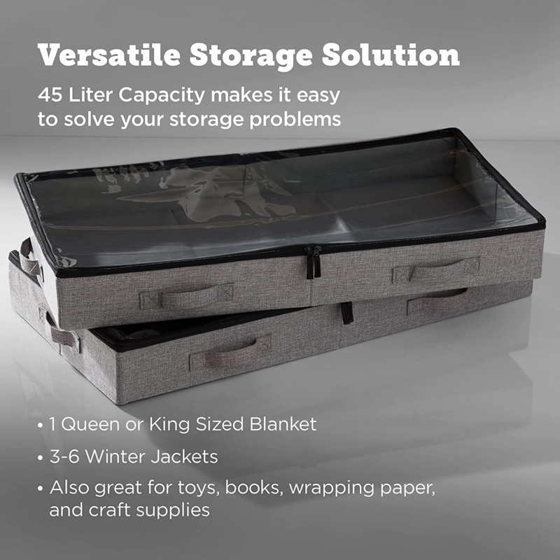 Underbed Storage Containers, Storage Bin for Clothes, Blankets, Shoes and Pillow