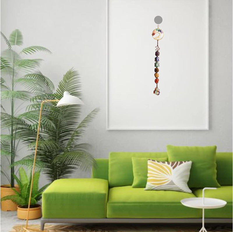 7 Chakra Stone Healing Crystal Tree of Life Wall Hanging Home Interior Decor.