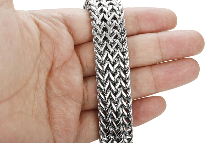 Stainless Steel 19MM Cuban Curb Link Chain Men's Bracelet, Rock Link Wristband 