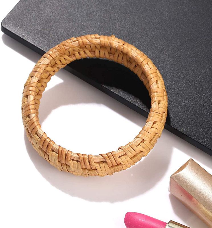 HEIDKRUEGER Rattan Bracelet for Women Handmade Lightweight Straw Wicker Braid Wo