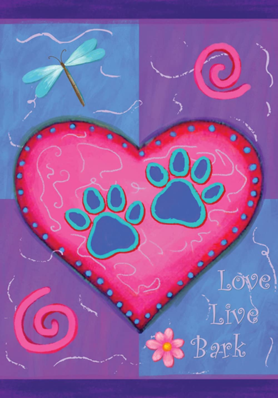 Love Live Bark 12.5 X 18 Inch Decorative Heart Garden Flag