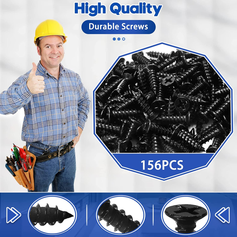 26PCS Black L Brackets for Wood with 156PCS Screws