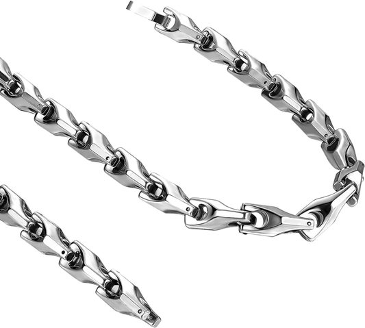 Stunning  Men's Tungsten 22 Inches Silver Toned Link Chain Necklace