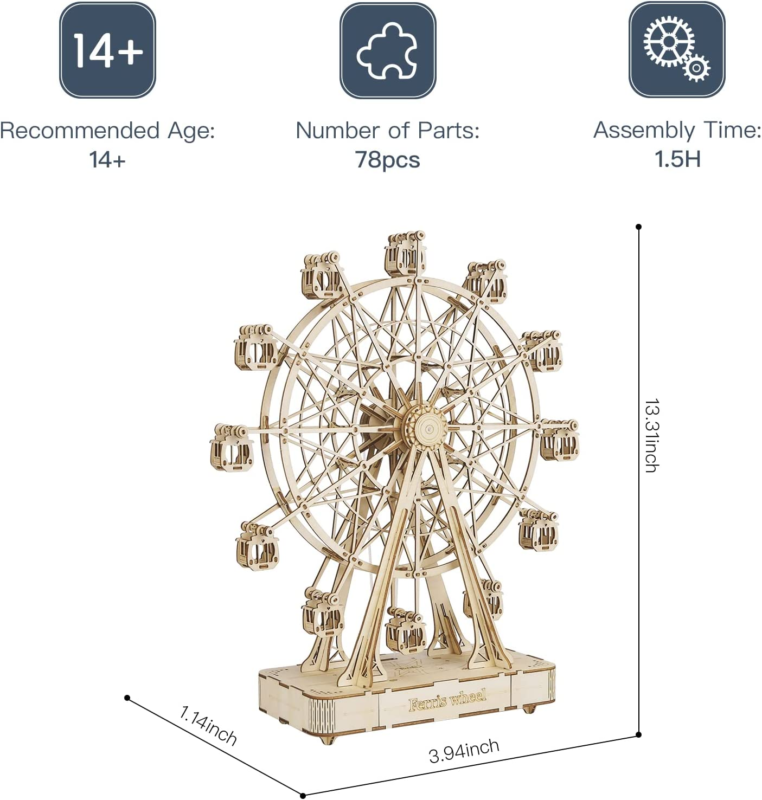 3D Wooden Puzzle for Adults, Ferris Wheel ( 232 PCS )