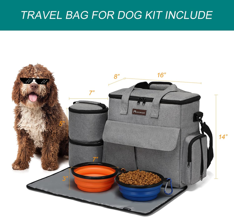 Dog Travel Bag, Weekend Pet Travel Set for Dog and Cat, Airline Approved 