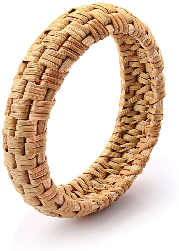 HEIDKRUEGER Rattan Bracelet for Women Handmade Lightweight Straw Wicker Braid Wo