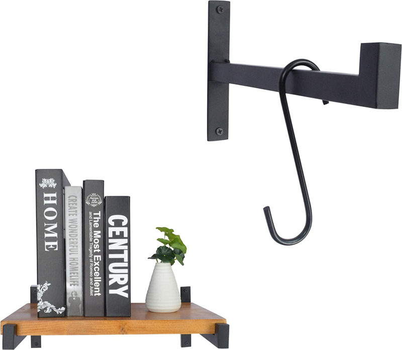 2 Pcs Steel Heavy Duty Shelf Brackets Wall Mounted, Matte Black 12 Inches