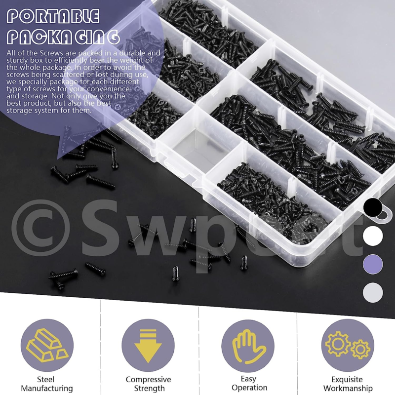 1295Pcs 5Mm 6Mm 8Mm 10Mm 12Mm 16Mm Small Wood Screws Assortment Kit, Self Drilli