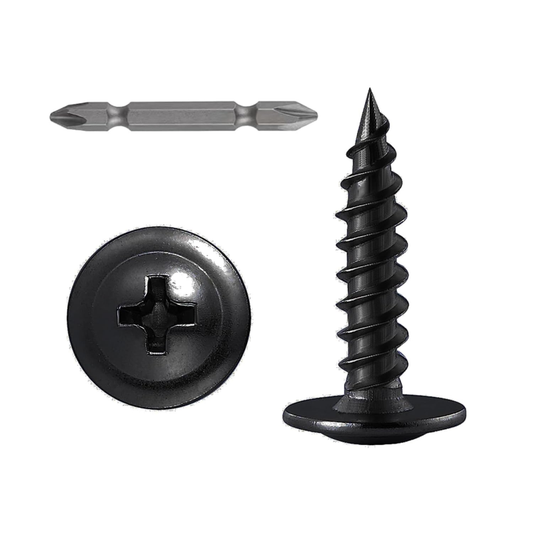 (250 Pcs)#8×1" Black Truss Head Wood Screws Quick Metal Self Tapping Zinc Oxide