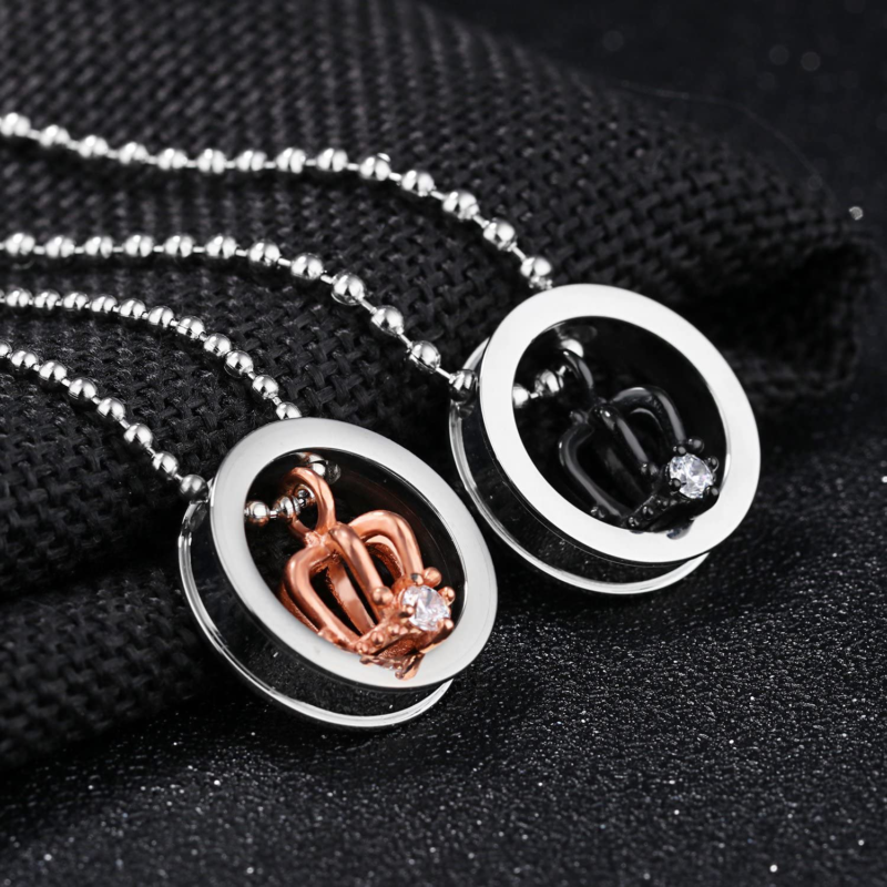 Matching Couples Necklace His & Her Titanium Steel