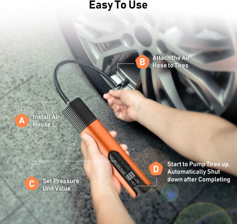 Electric Bike Pump - 150 Psi Tire Inflator Portable Air Compressor Inflater, Air