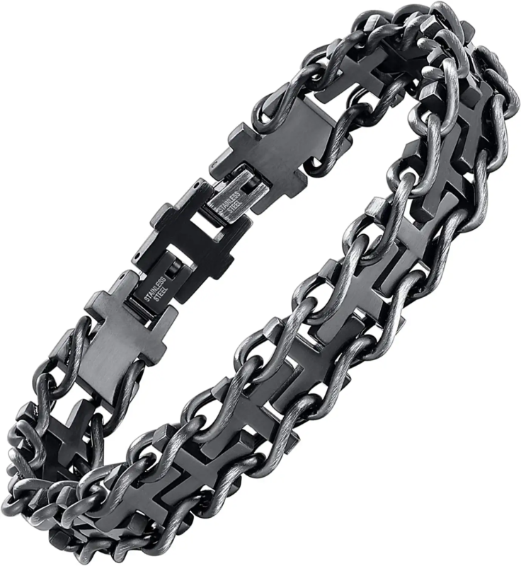 Men's Stainless Steel Bracelet Link Chain Motorcycle Wristband  