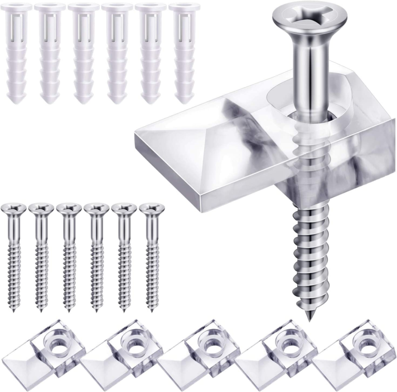 20 Pack Mirror Holder Clips Glass Retainer Clips Kit Mirror Hanging Kit Mirror H